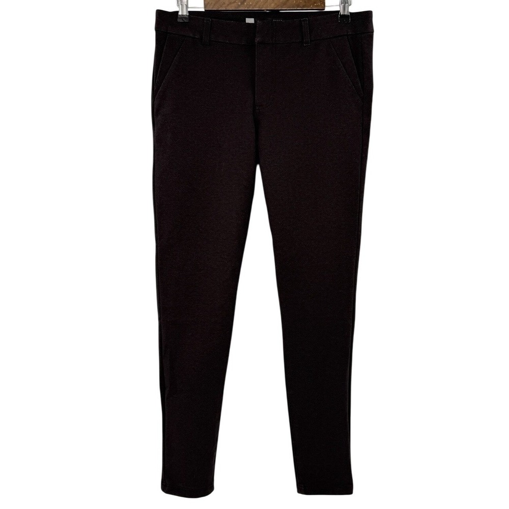 Kut from the Kloth Mia Ponte Dark‎ Red Herringbone Skinny Pants Sz 8 Preppy Ofc